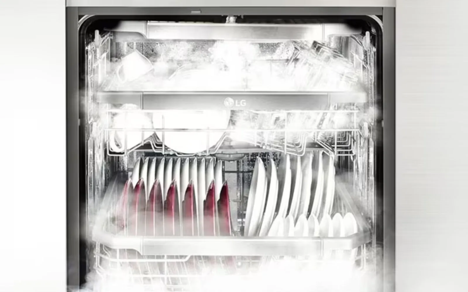 Clogged dishwasher filter basket with food debris beside a clean one