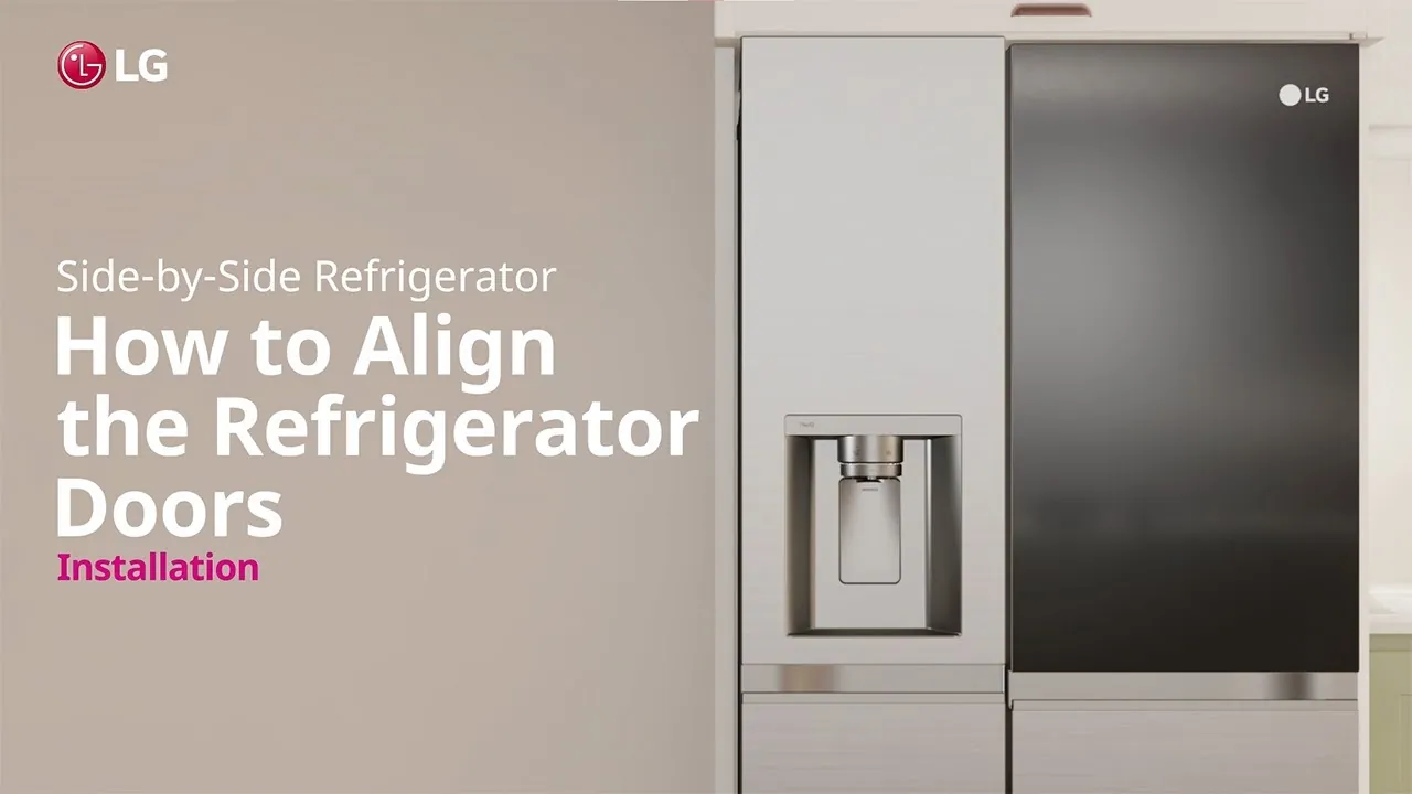 Close-up of refrigerator bottom hinge with shim and wrench for gap fix