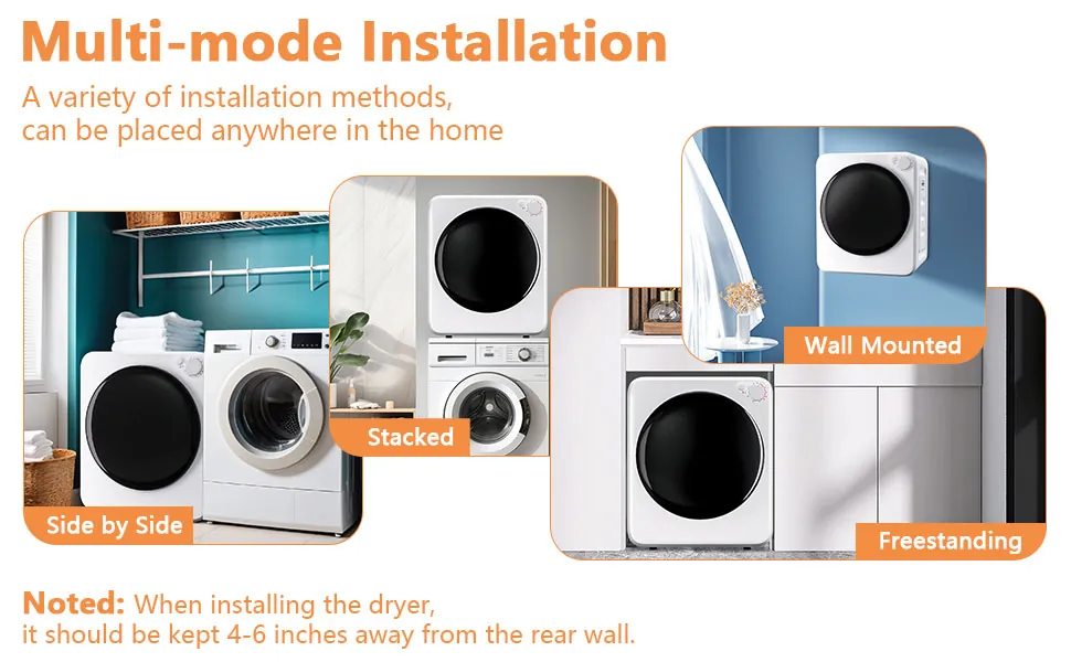 Electrician inspecting a 240-volt outlet near a stackable washer and dryer