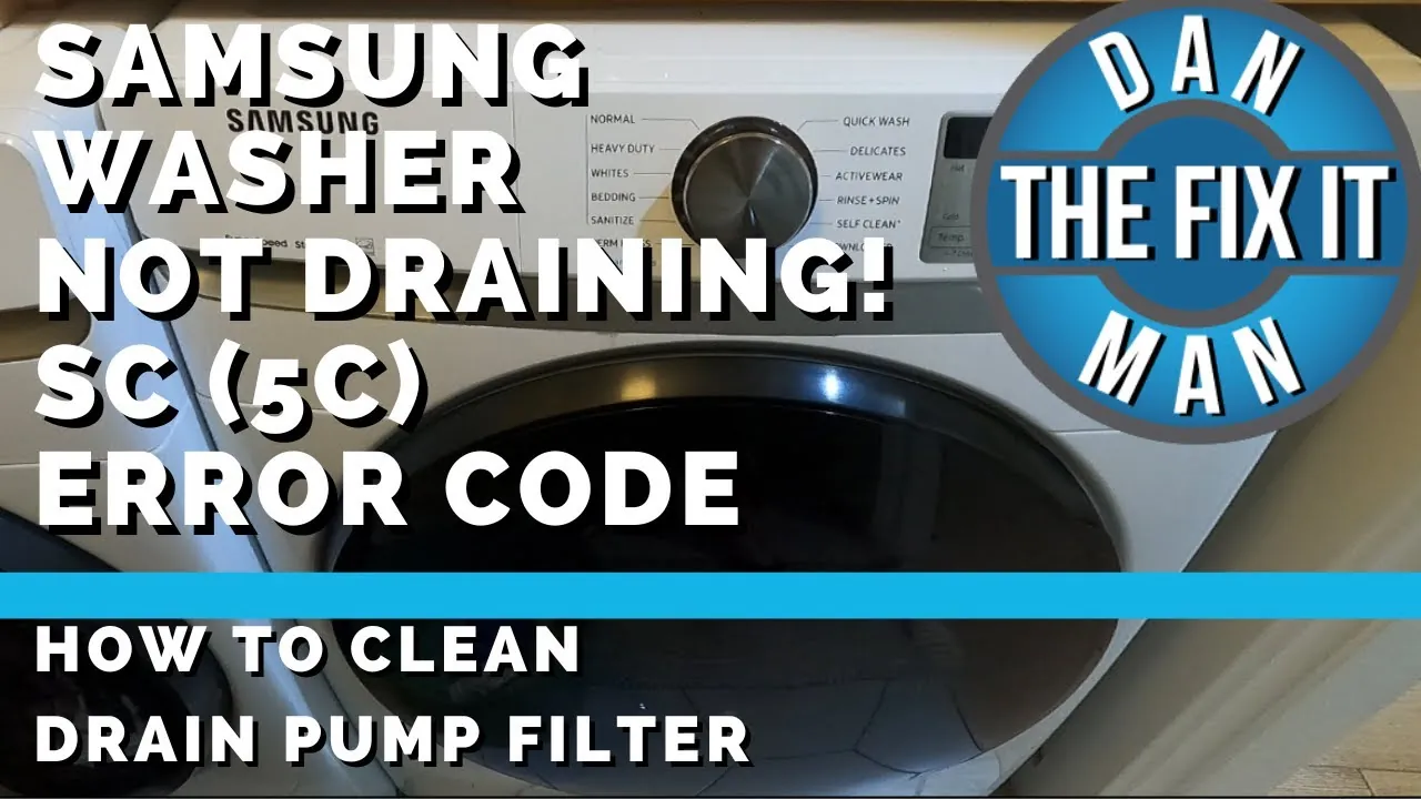 Finger pressing the power button on a washing machine control panel