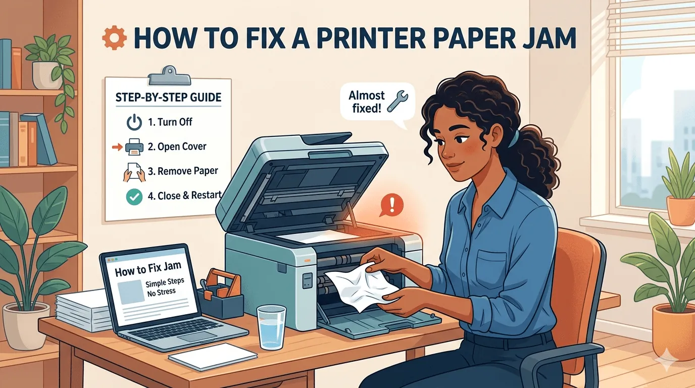 Rubber pickup roller gripping paper inside a printer feed path