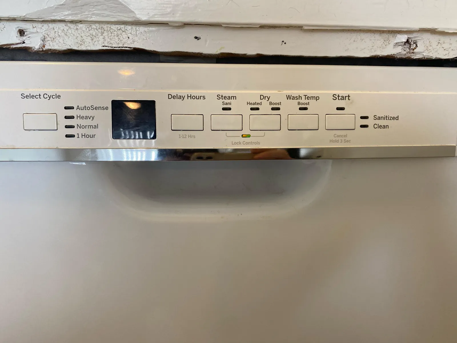 Two dishwasher control panels showing single start pad and separate control lock pad